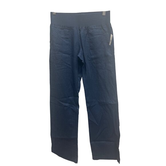 Allen Allen Navy Linen Pants - Picture 1 of 7